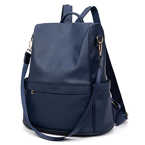 CHERUTY Women Backpack Purse PU Leather Anti-theft Casual Shoulder Bag Fashion Ladies Satchel Bags(Dark Blue Large) - Image 1