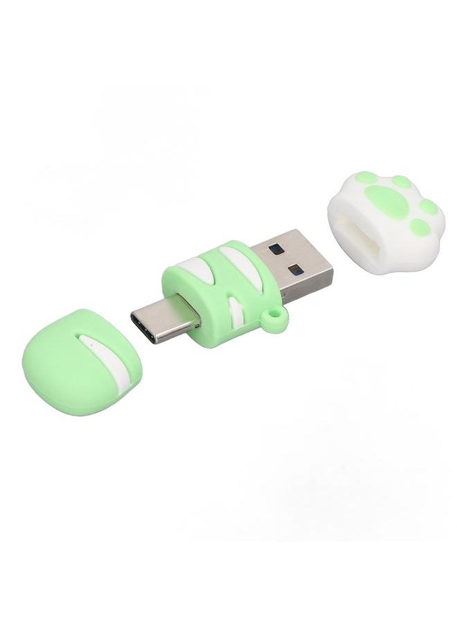 Thoraya Type-c creative cat claw large capacity mobile phone dual-use USB flash drive cartoon girl office activity gift USB 3.0 high-speed USB flash drive green 64GB-3.0  - Image 5
