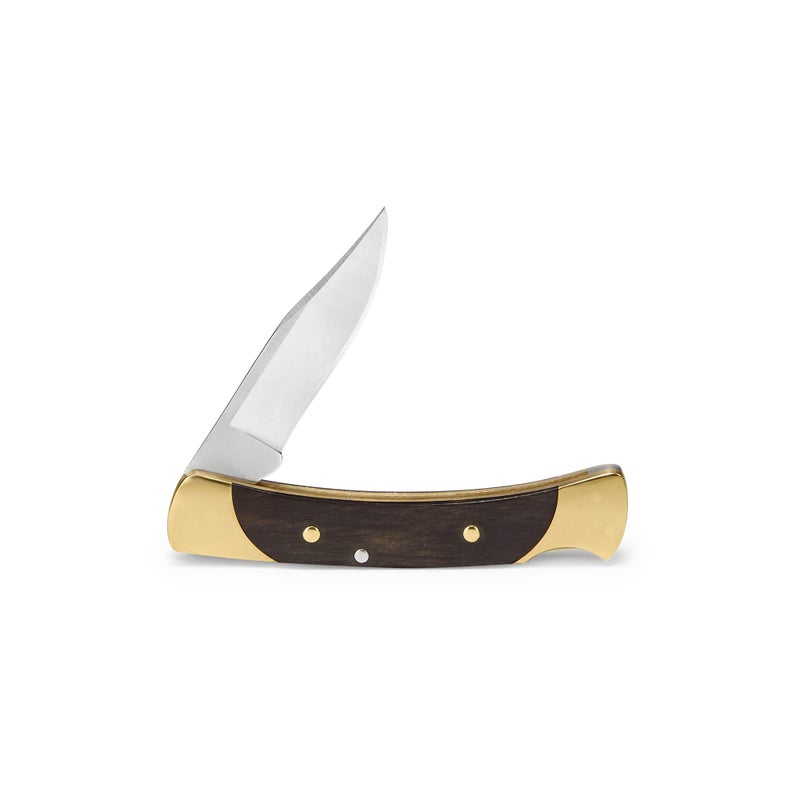 Buck Knives The 55 Folding Pocket Knife 2-3/8" 420HC Steel Clip Blade, Ebony Handle, Brass Bolsters - Image 2