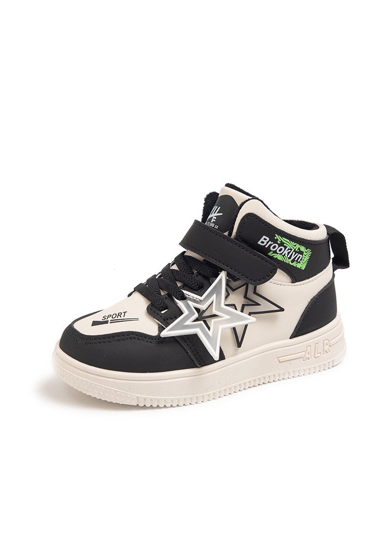 Generic Kids Star High-Top Plush Sneakers Autumn Winter Black 