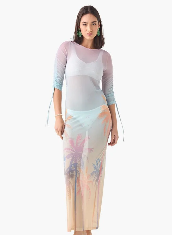 سبلاش فيڤ Tropical Print Cover-Up with Ruched Detail