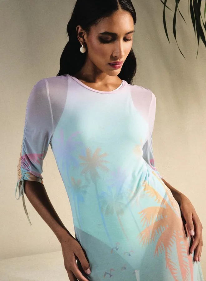 سبلاش فيڤ Tropical Print Cover-Up with Ruched Detail