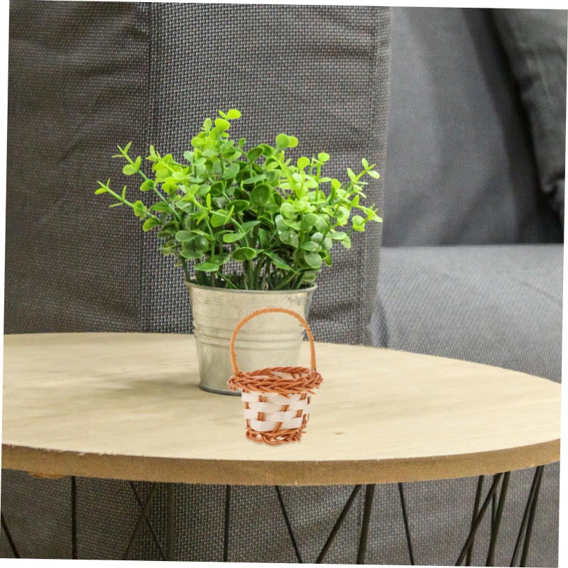 Mini Woven Flower Baskets with Handles Rustic Farmhouse Storage Set of 6 for Home Decor - Image 3