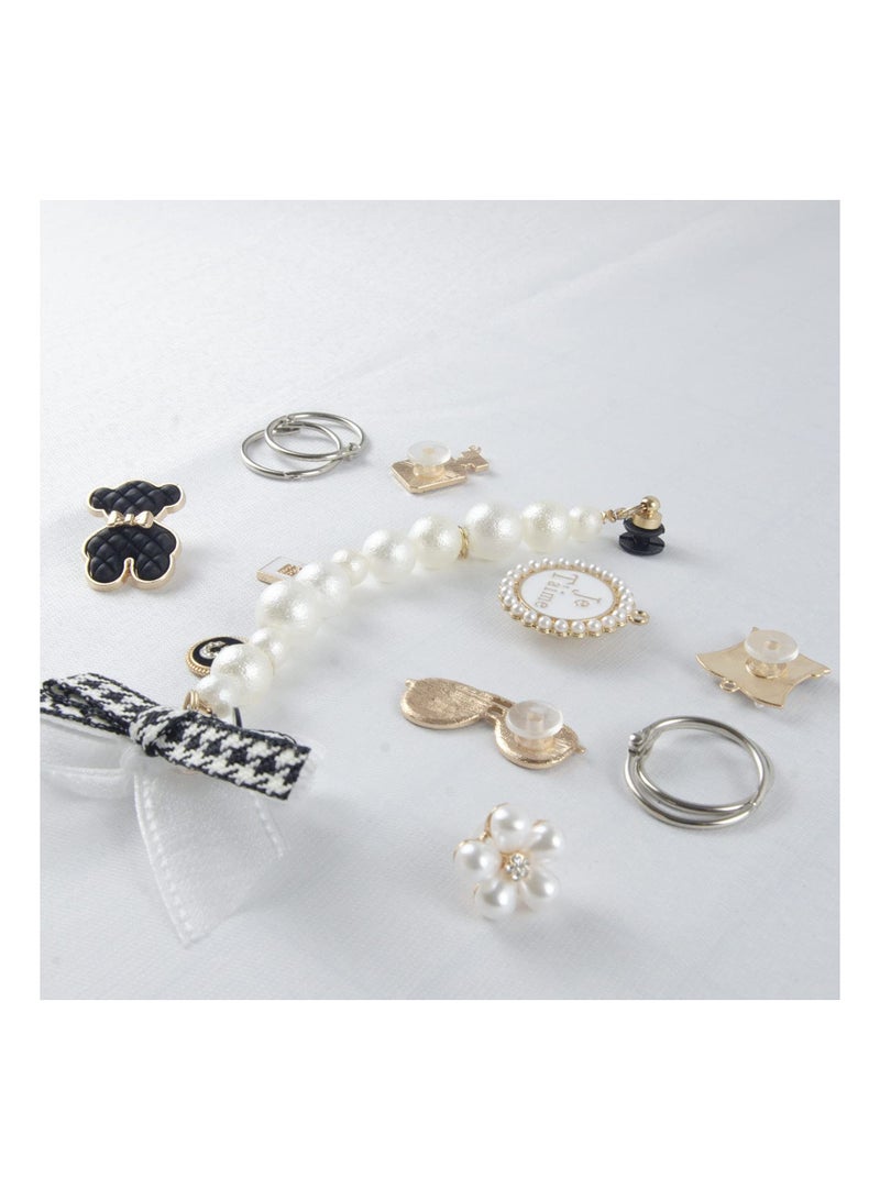 Excefore Fashion Rhinestone Shoe Charms, 14 Pcs Gleaming Pearl Chains with Bows Shoe Charms lovely little bear Jewelry Accessories - Image 4
