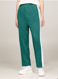 TOMMY JEANS Women's Varsity Stripe Tapered Flare Fit Joggers -  Recycled polyester blend, Cyan  - Image 1