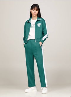 TOMMY JEANS Women's Varsity Stripe Tapered Flare Fit Joggers -  Recycled polyester blend, Cyan  - Image 4