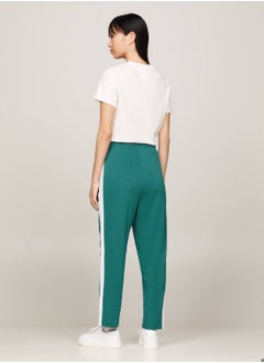 TOMMY JEANS Women's Varsity Stripe Tapered Flare Fit Joggers -  Recycled polyester blend, Cyan  - Image 2