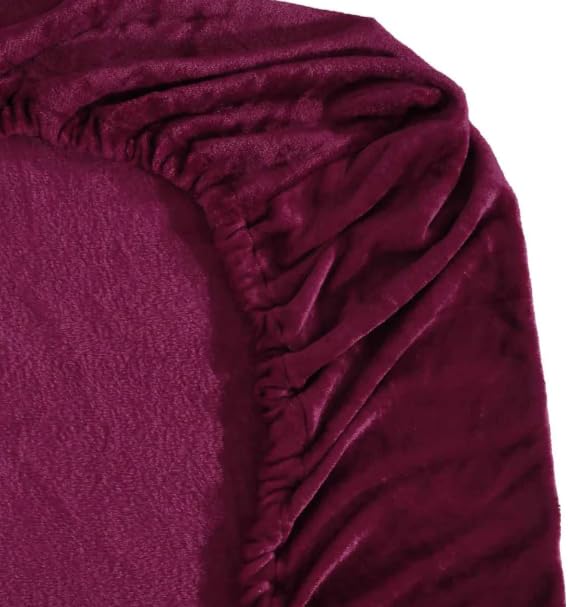S&S Sands® Elastic Warm Bedsheet for Winter Single Bed 36 x 78 x 8 inches, with 1 Pillow Cover. (Wine Single Woolen) - Image 3