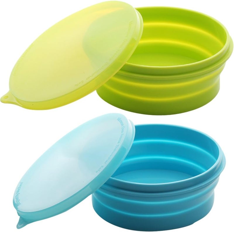 ME.FAN MEFAN Silicone Collapsible Bowls  Silicone Folding Travel Bowl with Lids  Expandable Food Storage Containers Set  Portable 27oz - Image 1