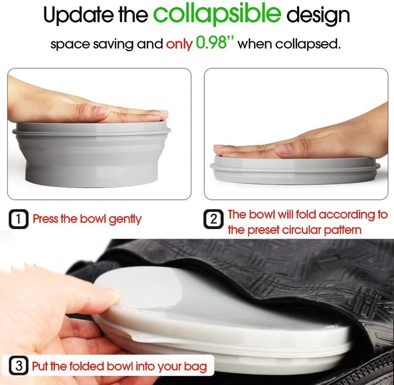 ME.FAN MEFAN Silicone Collapsible Bowls  Silicone Folding Travel Bowl with Lids  Expandable Food Storage Containers Set  Portable 27oz - Image 4