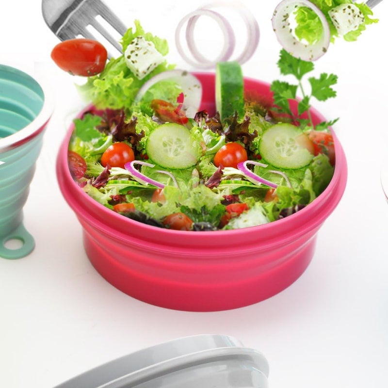 ME.FAN MEFAN Silicone Collapsible Bowls  Silicone Folding Travel Bowl with Lids  Expandable Food Storage Containers Set  Portable 27oz - Image 5