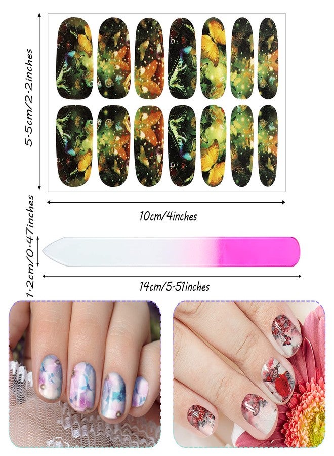 Maitys 224 Pieces 16 Sheets Flower Full Wrap Nail Polish Stickers Self Adhesive Nail Wraps Nail Decals Nail Polish Sticker Butterfly Flower Nail Decals for Women Nail Decoration - Image 4