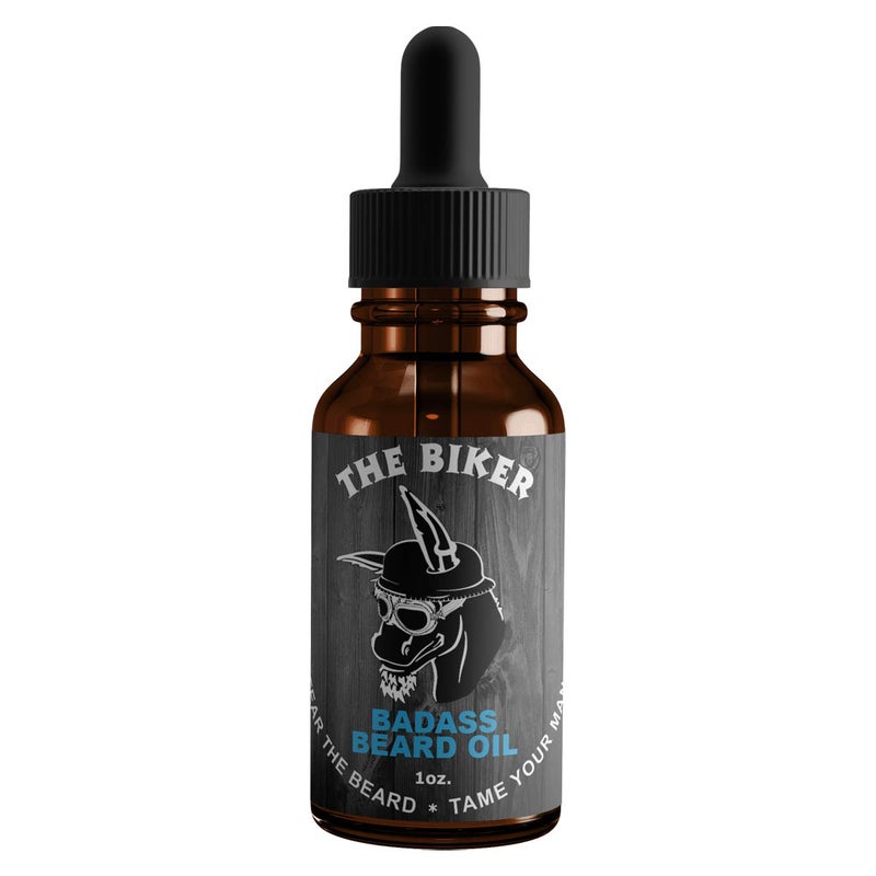 Badass Beard Care Oil for Men  The Biker Scent 1 oz  All Natural Ingredients Keeps Beard and Mustache Full Soft and Healthy