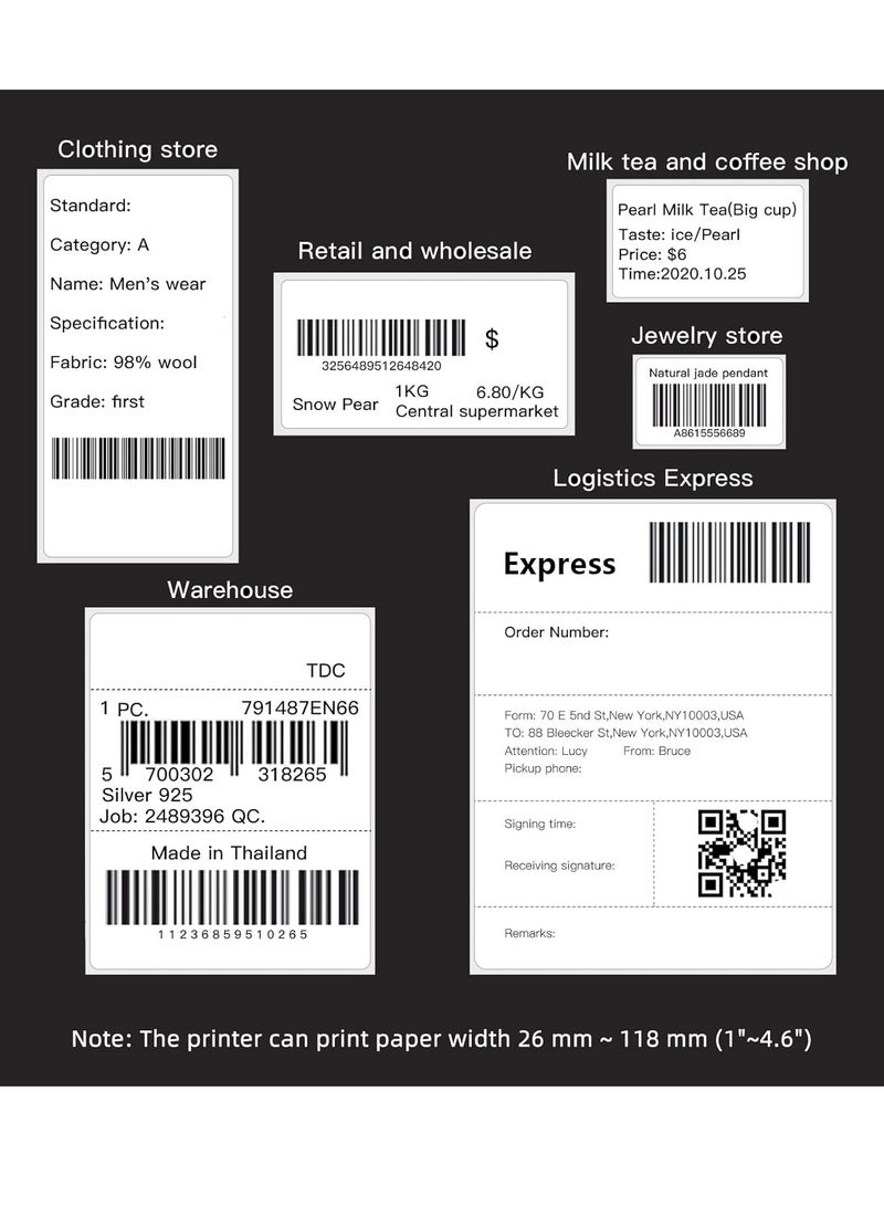 wireless thermal printer for printing all types of labels in all shapes - circular, rectangular, and square. It works wirelessly via Bluetooth through a mobile application or via USB. It works with  - Image 2