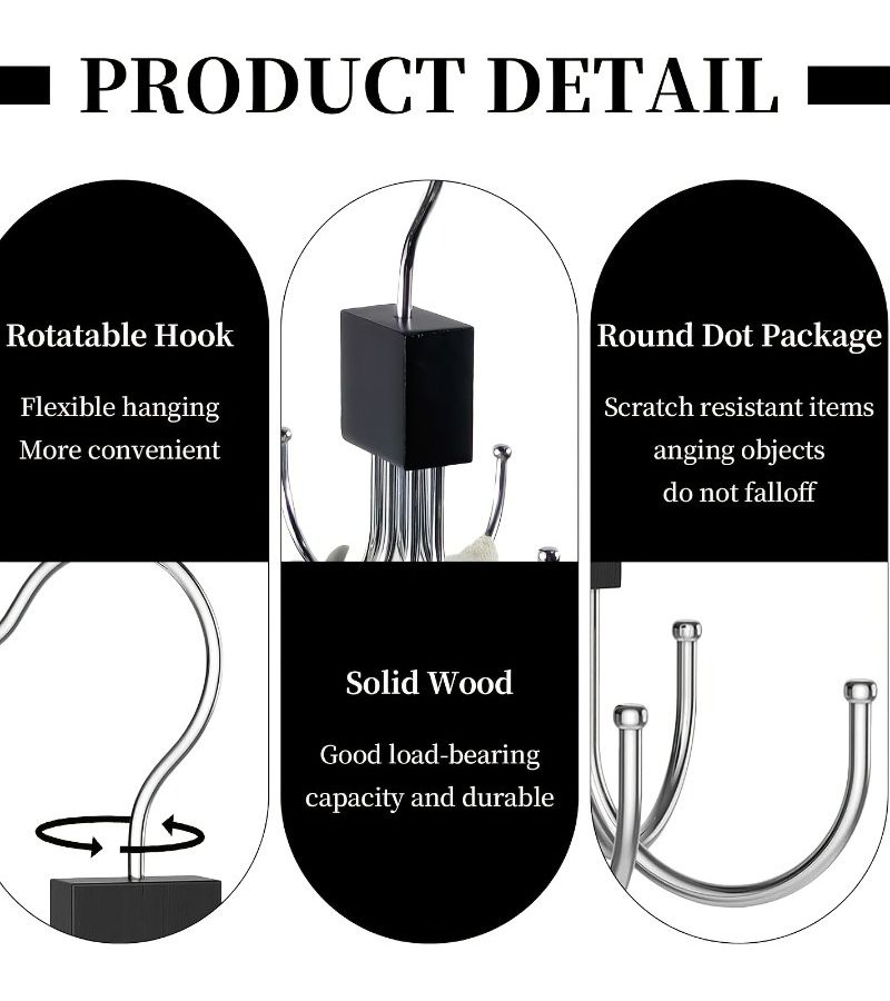 Black Multi-Functional Hook Rotating Belt Hanger Organizer For Underwear Neckties Scarves Storage - Image 5