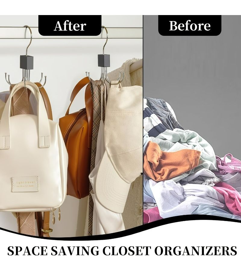 Black Multi-Functional Hook Rotating Belt Hanger Organizer For Underwear Neckties Scarves Storage - Image 4