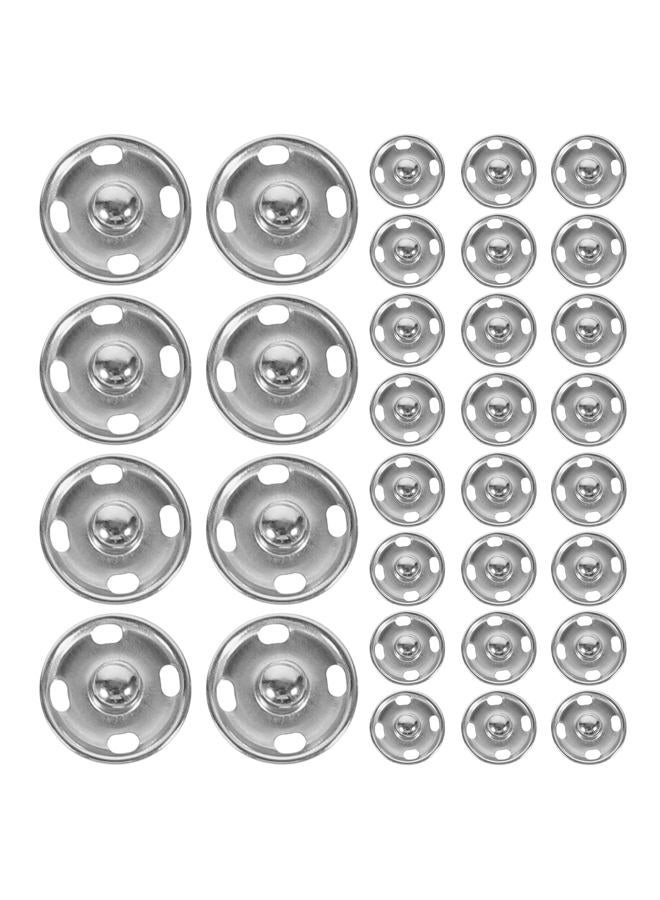 ROSENICE Sew On Snaps Buttons Metal Snaps Fasteners Press Studs Buttons 50 Sets Brass Fasteners DIY Craft Accessory (15mm-Silver) - Image 1