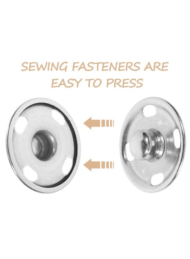 ROSENICE Sew On Snaps Buttons Metal Snaps Fasteners Press Studs Buttons 50 Sets Brass Fasteners DIY Craft Accessory (15mm-Silver) - Image 2