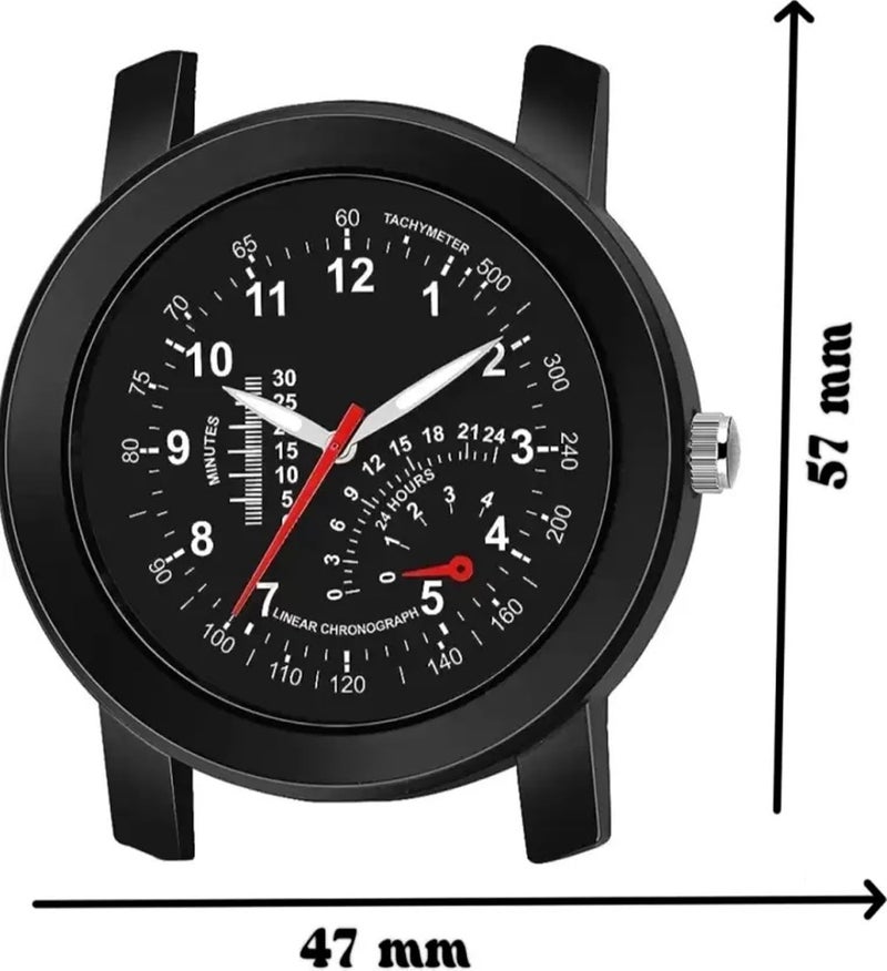 Acnos Black Meter Design Dial Case Black SpeedBelt Casual Watch for Men Boy Pack of 1 - Image 3