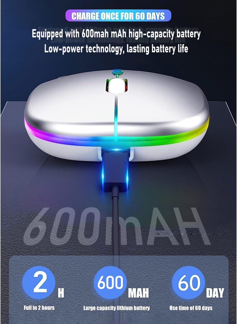 Mouse Wireless 600.0 mAh M40 Ultra-Thin Wireless Mouse Black Silver，LED Slim Dual Mode (Bluetooth 5.1 + USB) 2.4GHz  - Image 3