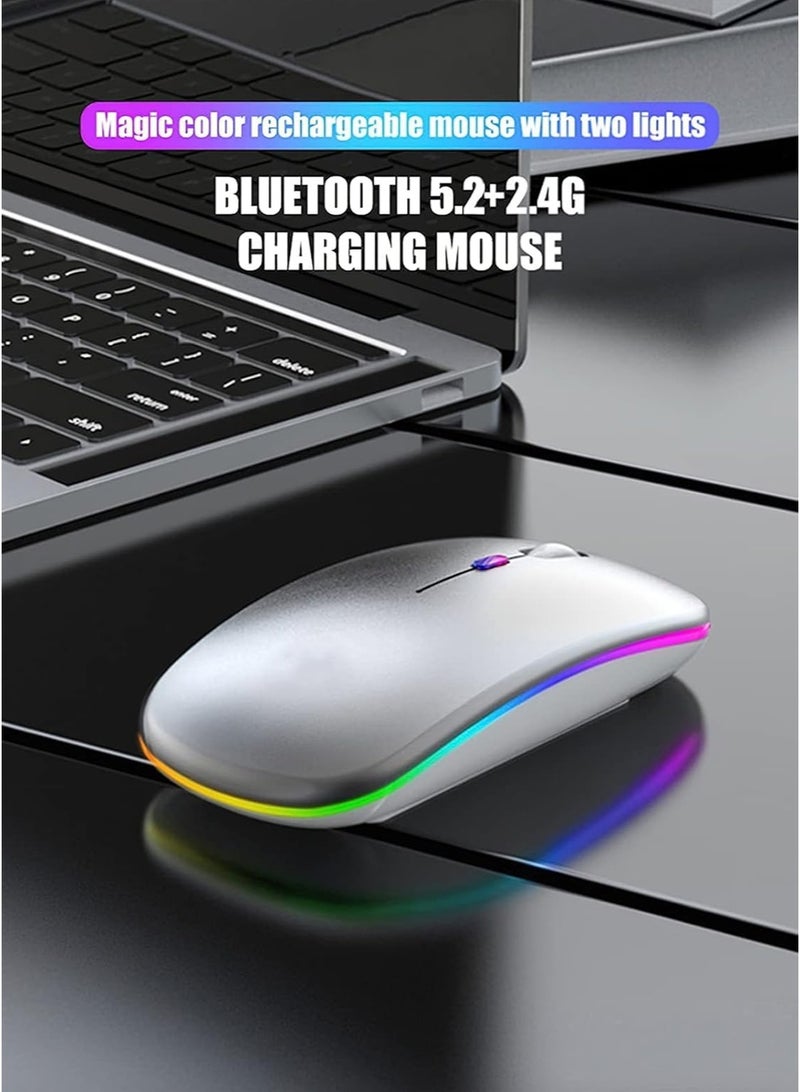 Mouse Wireless 600.0 mAh M40 Ultra-Thin Wireless Mouse Black Silver，LED Slim Dual Mode (Bluetooth 5.1 + USB) 2.4GHz  - Image 2