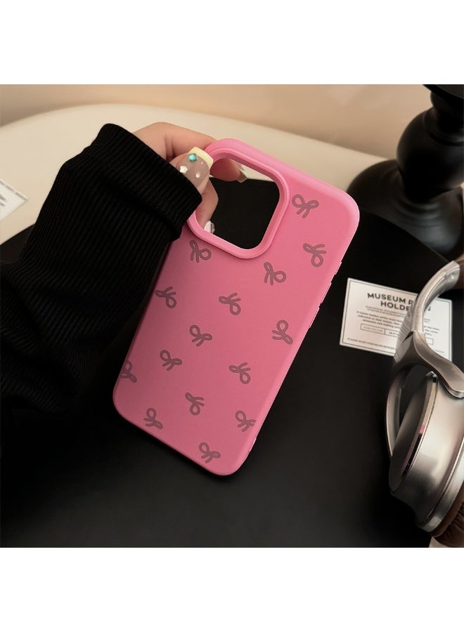 NIBEMINENT Bowknot Protective TPU Case Cover For iPhone 16 Pro, Rose Pink