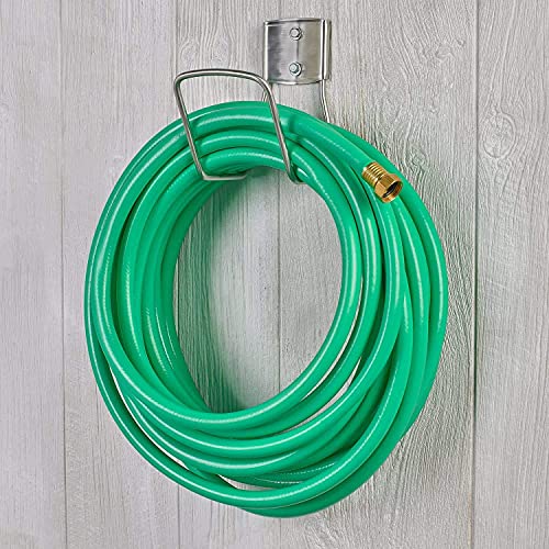INDIAN DECOR 31890 Classic Stainless Steel, Rustproof Garden Hose Holder Wall Mount Water Hose Holder Hose Hanger Heavy Duty Hose Holder Decorative Garden Hose Hose Organizer for Garden, Chrome - Image 2