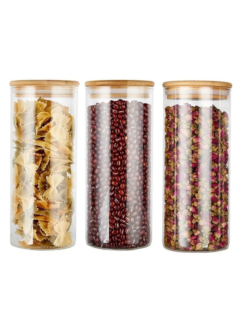 VoiDrop - VOIDROP Set of 3 wooden Lid Jar to store Food Spices Pasta Coffee Beans Cookies 950ML - Image 1