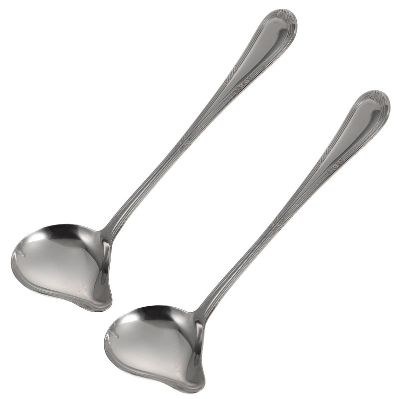 Duckbill Soup Spoons 2pcs Stainless Steel Hot Pot Ladle with Patterned Handle - Image 2