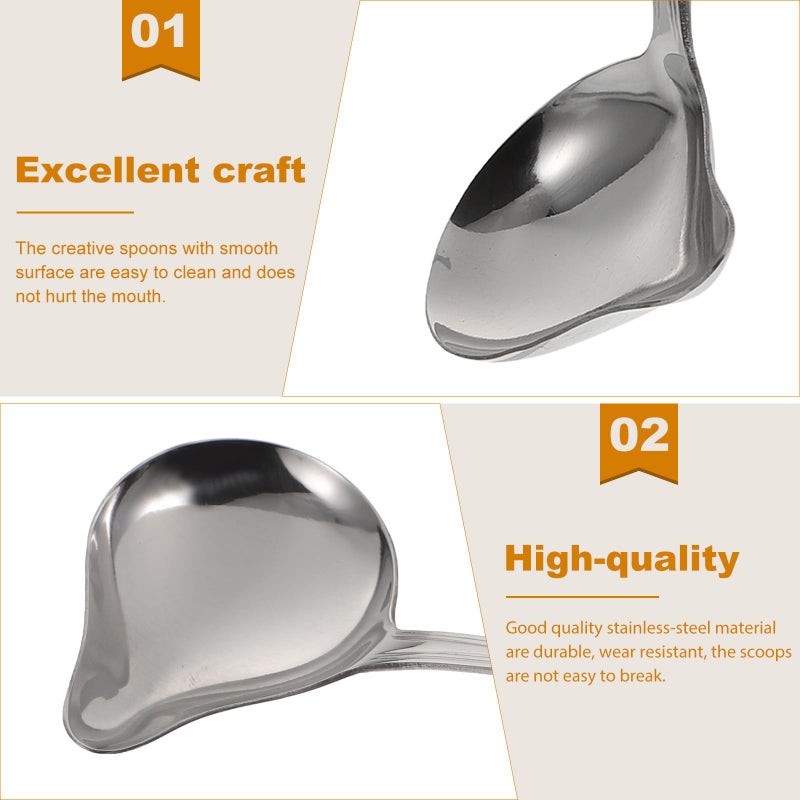 Duckbill Soup Spoons 2pcs Stainless Steel Hot Pot Ladle with Patterned Handle - Image 4