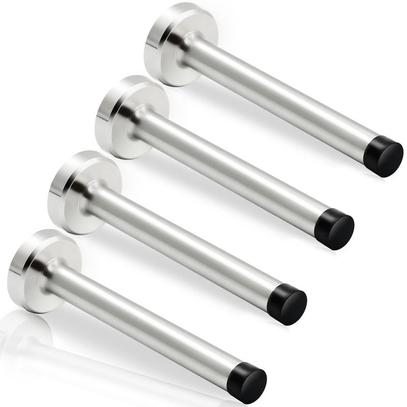 Gudui Door Stops 4 Inch Long Door Stopper Wall Mounted Stainless Steel Brushed Nickel Doorstops Baby Proof Door Stops Bumper Tips Door Holder Wall Protector 4 Pack - Image 2