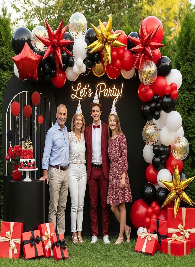 kozee 146 Pcs Red and Black Balloon Arch Kit with Gold Foil Star Balloons - Perfect for Casino, Superhero, Graduation, Prom, Birthday Party Decorations - Image 5