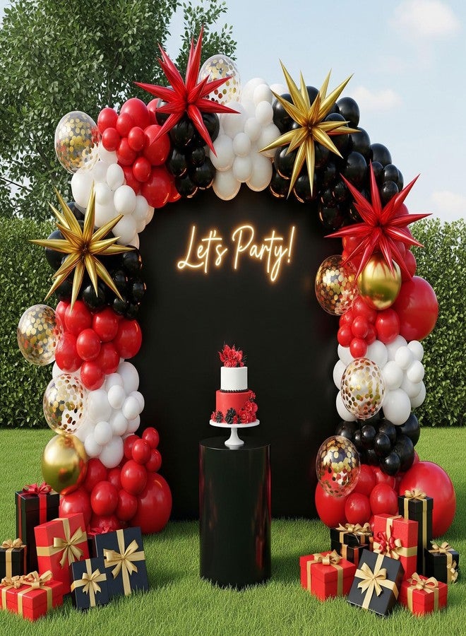 kozee 146 Pcs Red and Black Balloon Arch Kit with Gold Foil Star Balloons - Perfect for Casino, Superhero, Graduation, Prom, Birthday Party Decorations - Image 3
