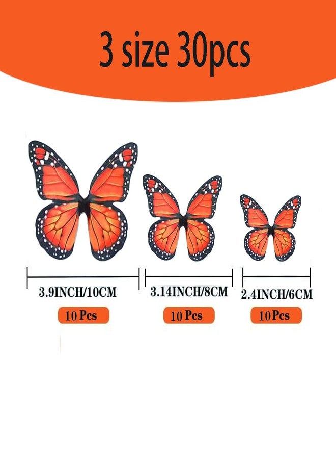 DiDida Monarch Butterfly Cake Topper 30Pcs Orange Monarch Butterflies Happy Birthday Cake Topper - Image 2