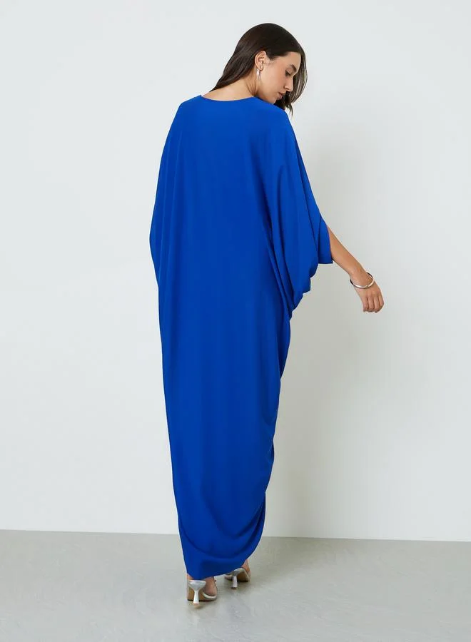 Take Two  Royal Blue Maxi Kaftan with Gathered Embellished Waist for Women | Best Price UAE