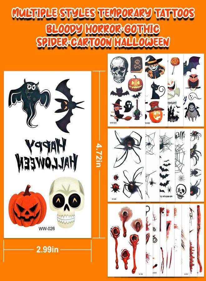 MADETEC 24PCS Halloween Tattoos for Kids, Temporary Tattoos Activities for Children, Fake temp Tattoos Stickers Party Supplies Body Sticker Ghost Party Themed Accessory Decorations - Image 5