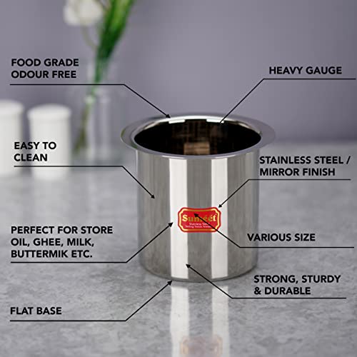 Sumeet Stainless Steel Ganj/Milk Boiler/Milk Pot/Long Tapeli set of 3 Pieces (400ml, 550ml, 750ml), Silver - Image 2