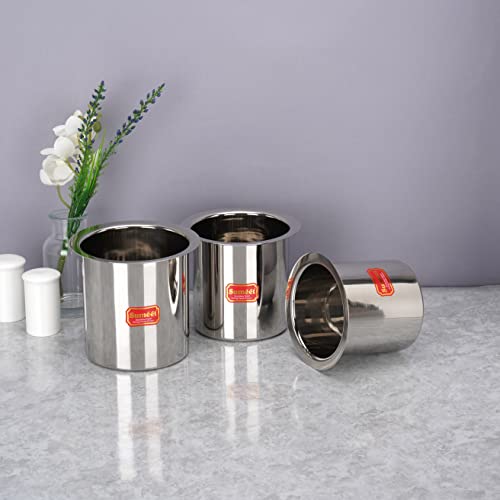 Sumeet Stainless Steel Ganj/Milk Boiler/Milk Pot/Long Tapeli set of 3 Pieces (400ml, 550ml, 750ml), Silver - Image 3