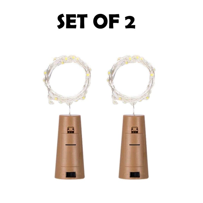 Party Propz Party Propz Bottle Lights for Decoration 20 LED Set of 2 Bottle Cork Lights Copper Wire Bottle LED Lights Led Lights for Home Decoration Decorative Lights for Room Fairy Led Lights for Room - Image 2
