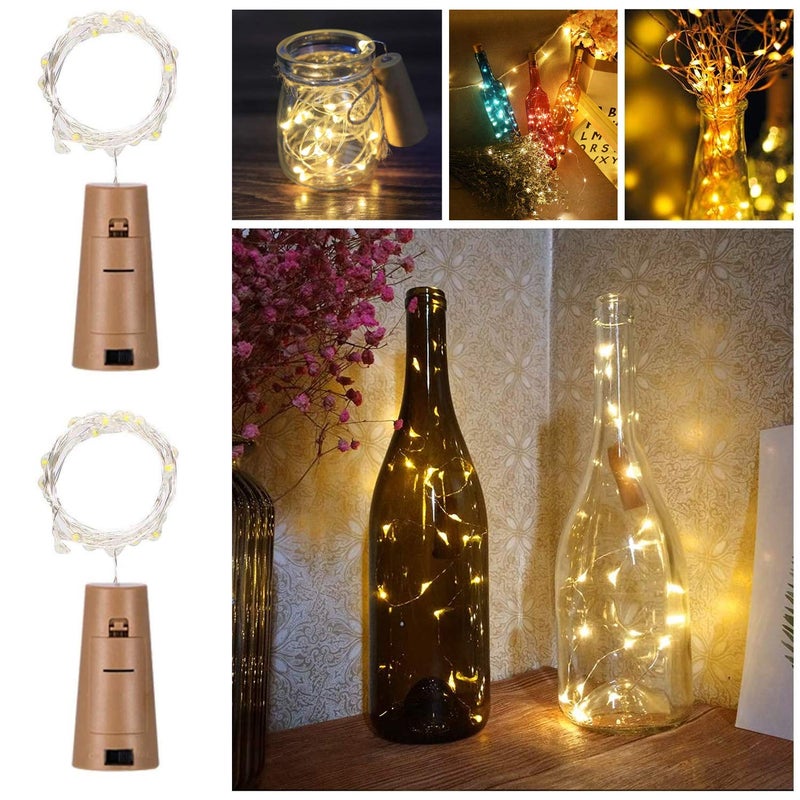 Party Propz Party Propz Bottle Lights for Decoration 20 LED Set of 2 Bottle Cork Lights Copper Wire Bottle LED Lights Led Lights for Home Decoration Decorative Lights for Room Fairy Led Lights for Room - Image 1