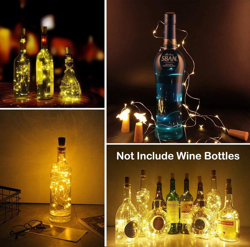 Party Propz Party Propz Bottle Lights for Decoration 20 LED Set of 2 Bottle Cork Lights Copper Wire Bottle LED Lights Led Lights for Home Decoration Decorative Lights for Room Fairy Led Lights for Room - Image 5