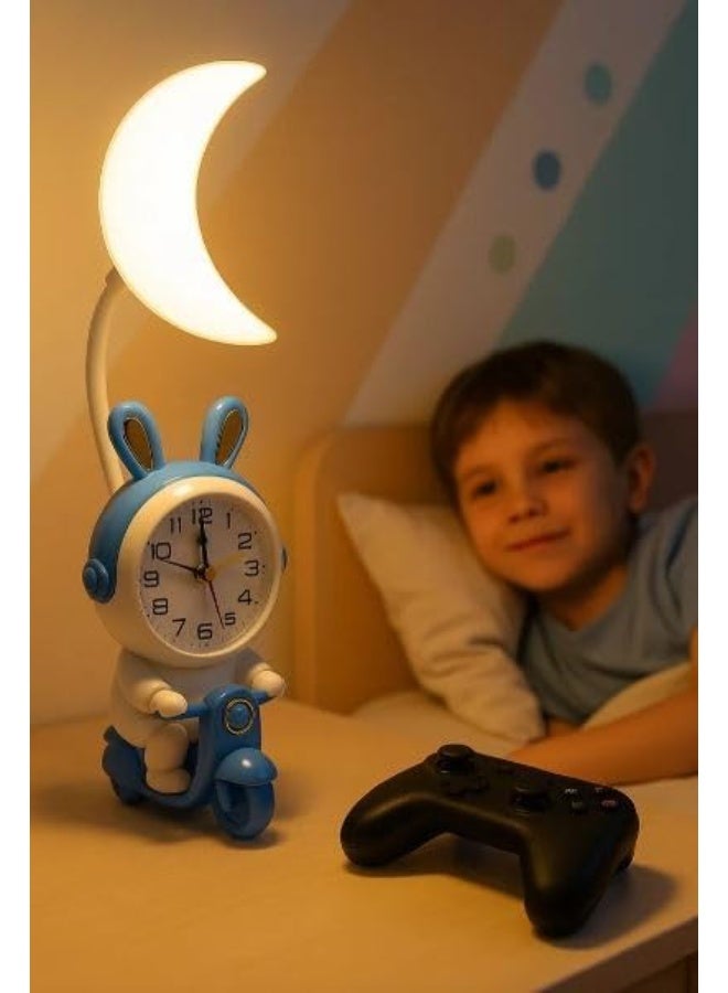 Spaceshoop LED Table Lamp with Clock Adjustable Study Desk Lamp LED Table Reading Light and Night Light for Kids Room Multicolor - Image 4