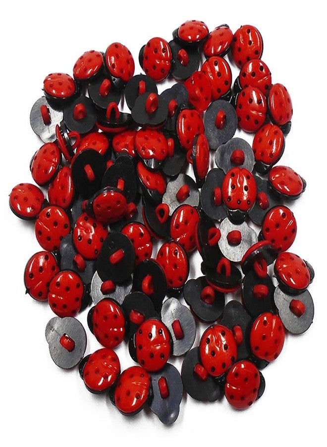 EORTA 100 Pcs Ladybug Shaped Buttons Plastic Mini Buttons Craft Decorations by EORTA for Scrapbooking Clothing DIY Craft, Red - Image 4