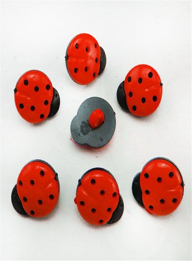 EORTA 100 Pcs Ladybug Shaped Buttons Plastic Mini Buttons Craft Decorations by EORTA for Scrapbooking Clothing DIY Craft, Red - Image 3