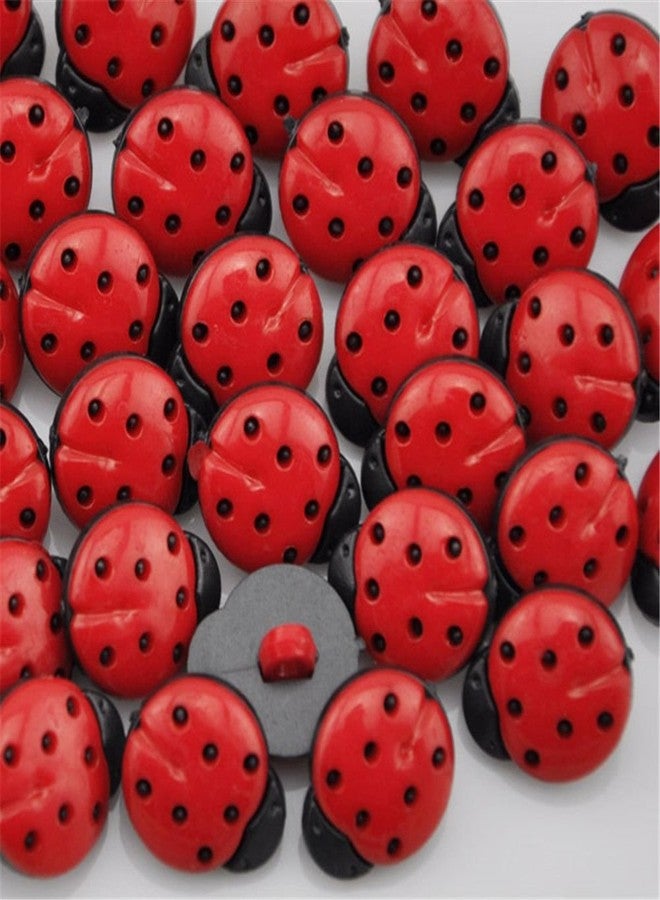 EORTA 100 Pcs Ladybug Shaped Buttons Plastic Mini Buttons Craft Decorations by EORTA for Scrapbooking Clothing DIY Craft, Red - Image 1