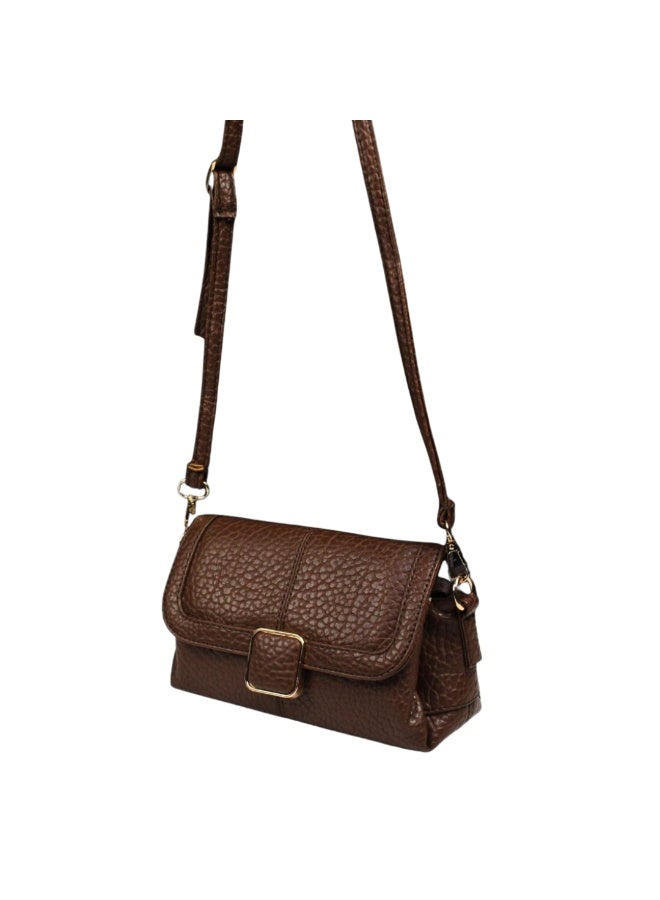 Elegant and practical women's crossbody bag with a unique texture -brown - Image 1