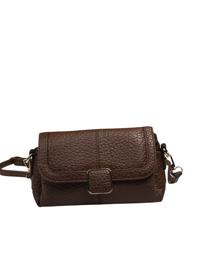 Elegant and practical women's crossbody bag with a unique texture -brown - Image 3