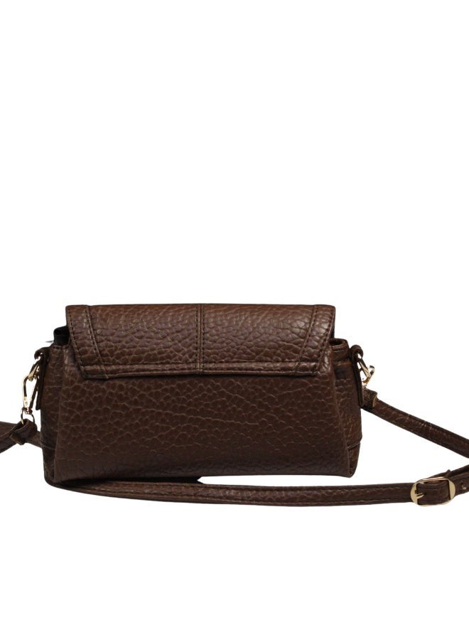 Elegant and practical women's crossbody bag with a unique texture -brown - Image 2
