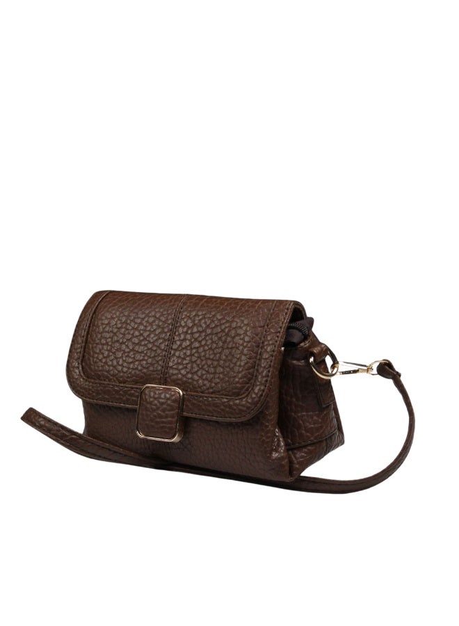 Elegant and practical women's crossbody bag with a unique texture -brown - Image 4