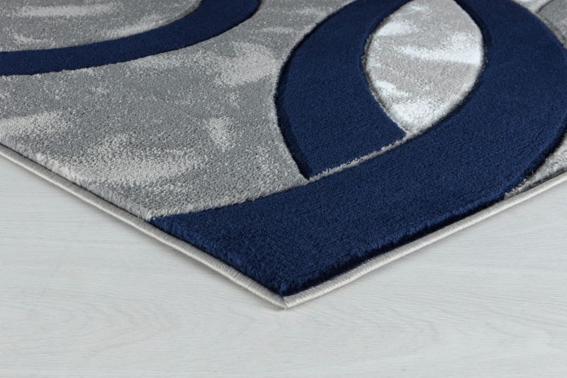 GLORY RUGS Area Rug Modern 5x7 Navy Circles Geometry Soft Hand Carved Contemporary Floor Carpet Fluffy Texture for Indoor Living Dining Room and Bedroom Area - Image 5